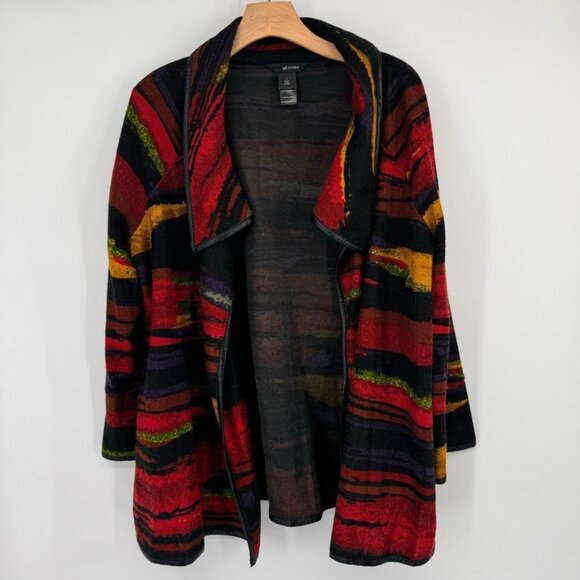 Ali Miles Womens southwestern pattern Cardigan Jacket Size Large faux leather - Picture 3 of 15